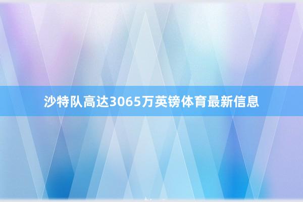 沙特队高达3065万英镑体育最新信息