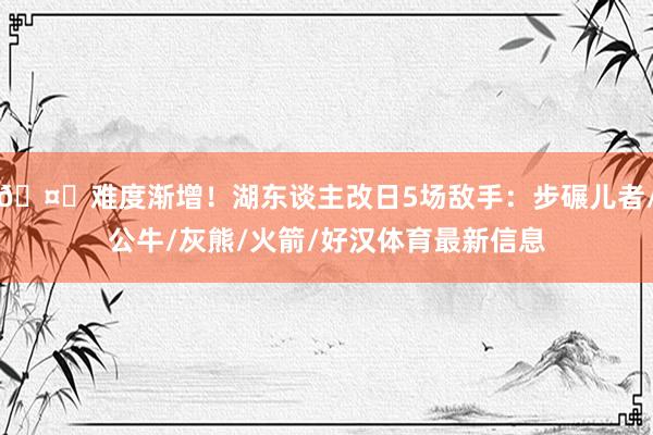 🤒难度渐增！湖东谈主改日5场敌手：步碾儿者/公牛/灰熊/火箭/好汉体育最新信息