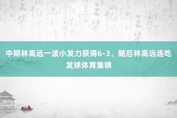 中期林高远一波小发力获得6-3、随后林高远连吃发球体育集锦