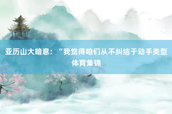 亚历山大暗意:“我觉得咱们从不纠结于动手类型体育集锦
