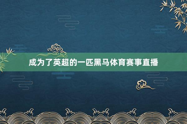 成为了英超的一匹黑马体育赛事直播