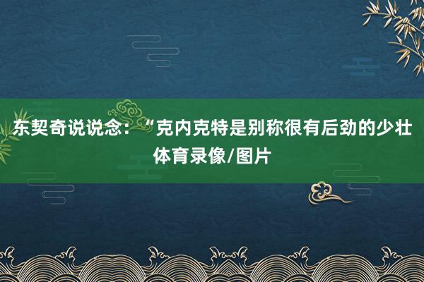 东契奇说说念：“克内克特是别称很有后劲的少壮体育录像/图片