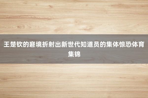 王楚钦的窘境折射出新世代知道员的集体惊恐体育集锦