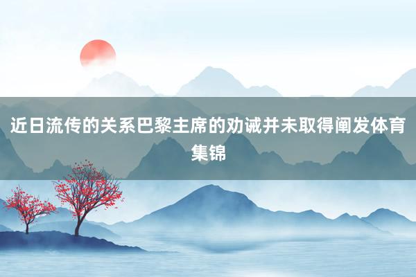 近日流传的关系巴黎主席的劝诫并未取得阐发体育集锦