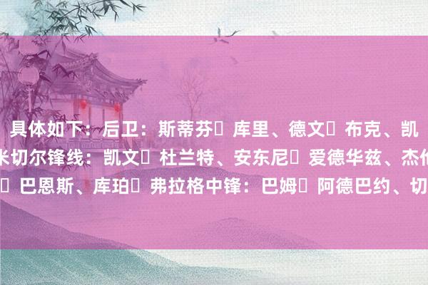 具体如下：后卫：斯蒂芬・库里、德文・布克、凯德・坎宁安、多诺万・米切尔锋线：凯文・杜兰特、安东尼・爱德华兹、杰伦・布朗、斯科蒂・巴恩斯、库珀・弗拉格中锋：巴姆・阿德巴约、切特・霍姆格伦、杰伦・杜伦    体育赛事直播